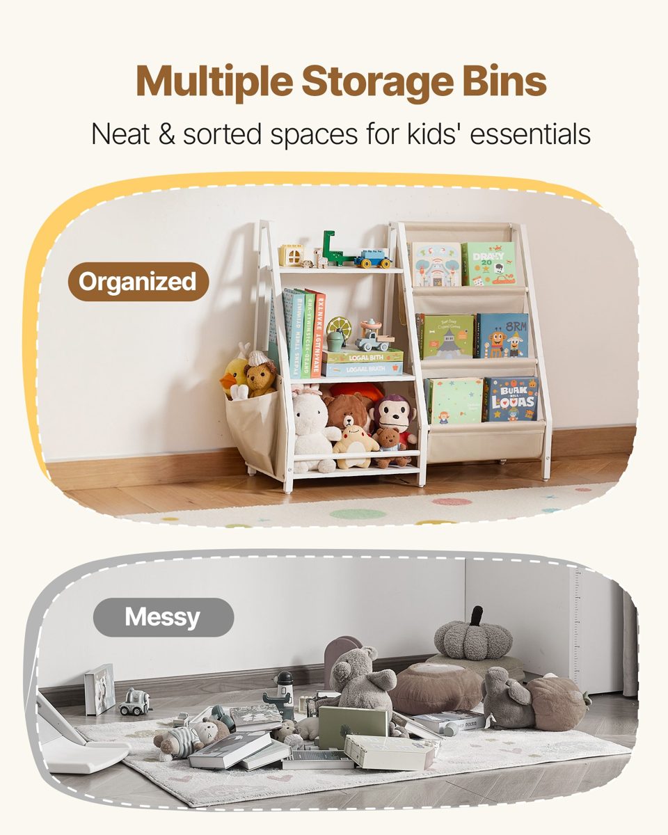 3-Tier Kids Bookshelf, Toy Storage Organizer For Toddler, Book Shelf For Kids