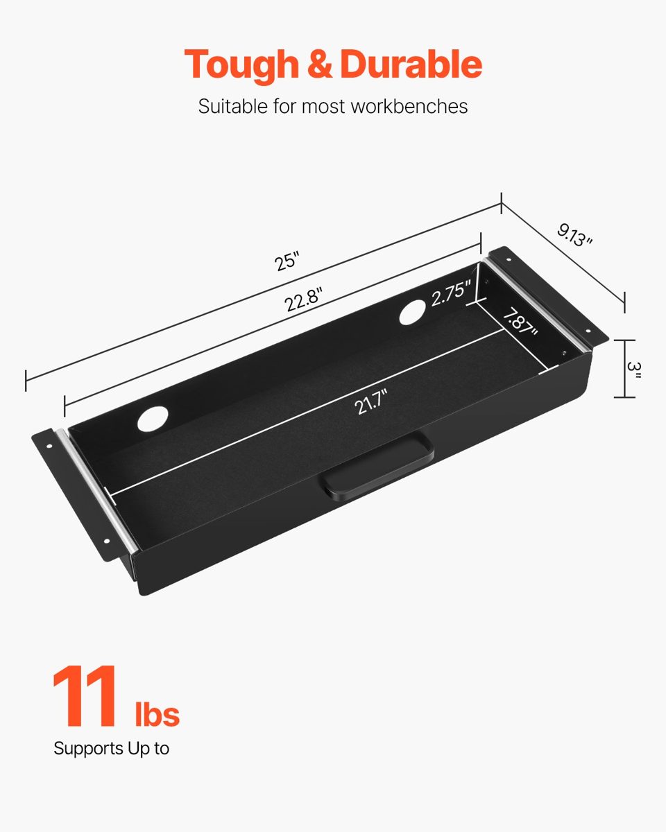 22" Wide Under Desk Drawer Slide Out, Under Desk Mounted Pull-out Drawer
