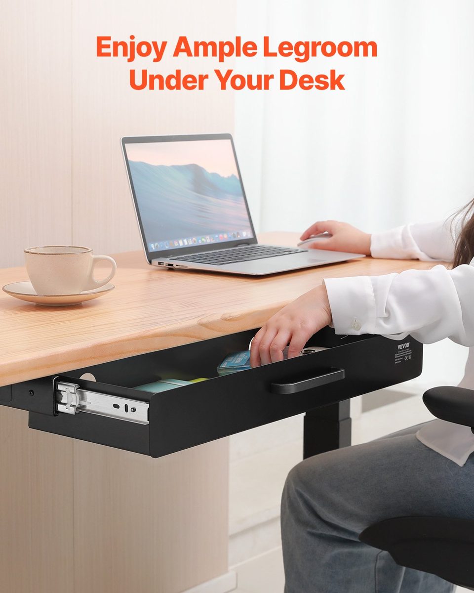 22" Wide Under Desk Drawer Slide Out, Under Desk Mounted Pull-out Drawer