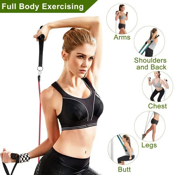 11Pcs Resistance Bands Set Fitness Workout Tubes Exercise Tube Bands