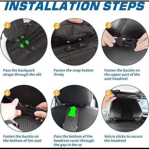 Universal Tactical Vehicle Back Seat Organizer With 3 Detachable Pouches-1 Set